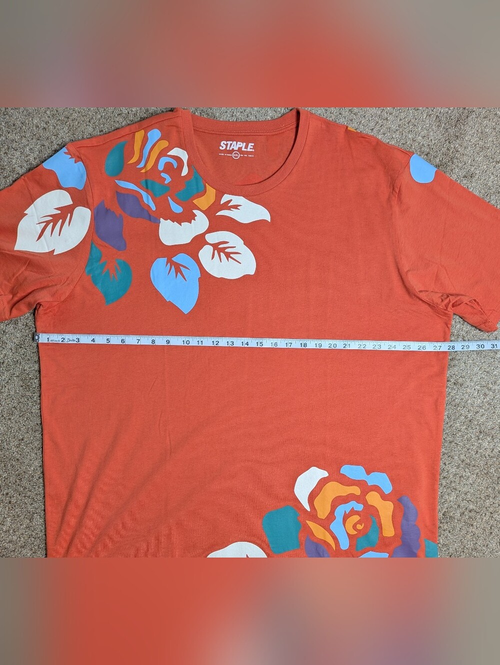 Staple Pigeon Floral Graphic T Shirt 3XL Orange Streetwear - Picture 10 of 16